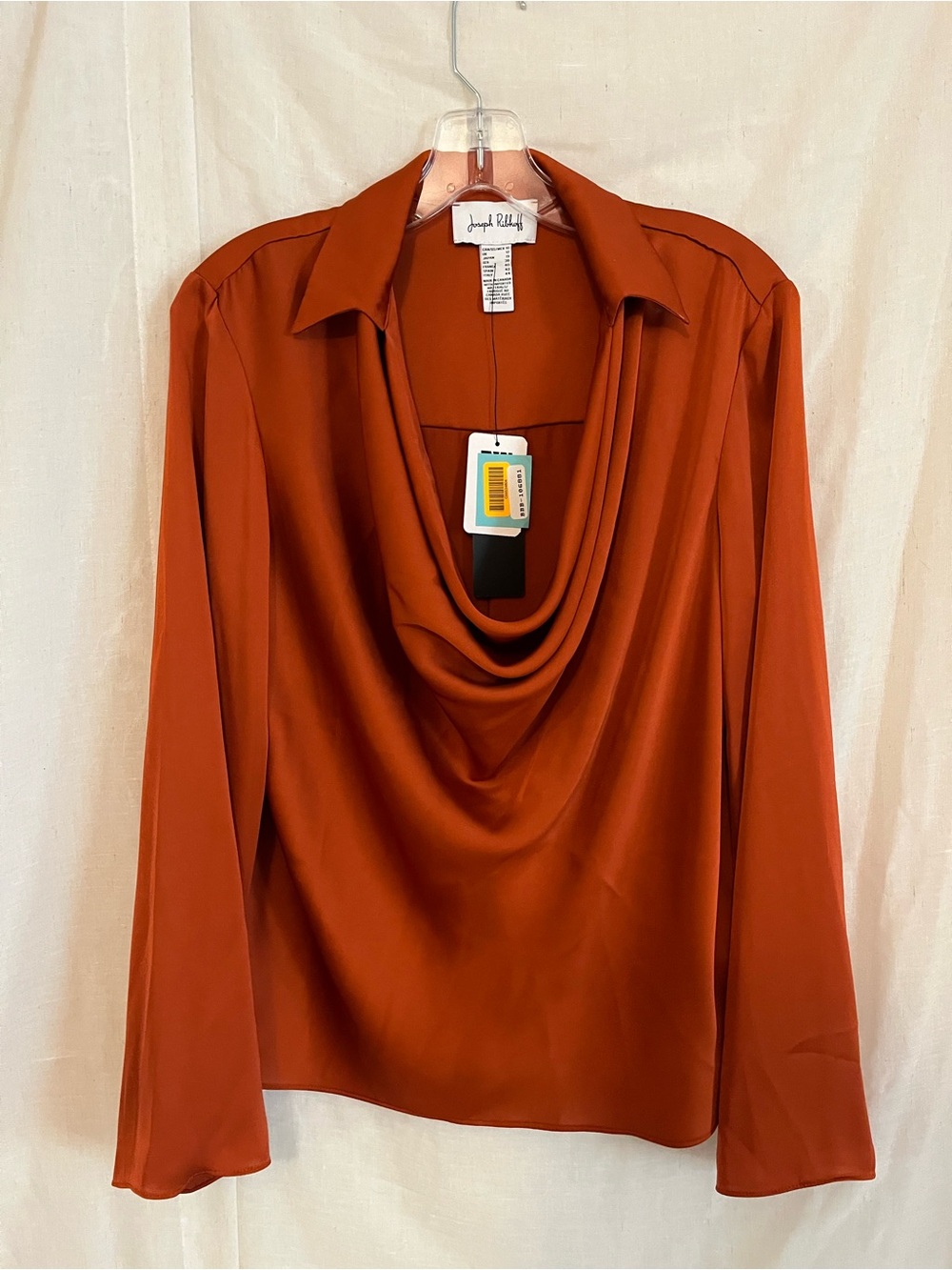 Joseph Ribkoff Rust Draped Cowl Neck Blouse